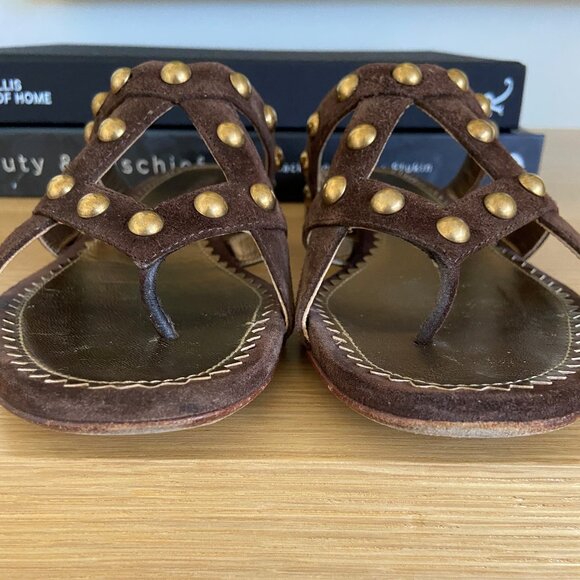 Brown Suede Prada Studded Sandals 36.5 - Picture 6 of 8